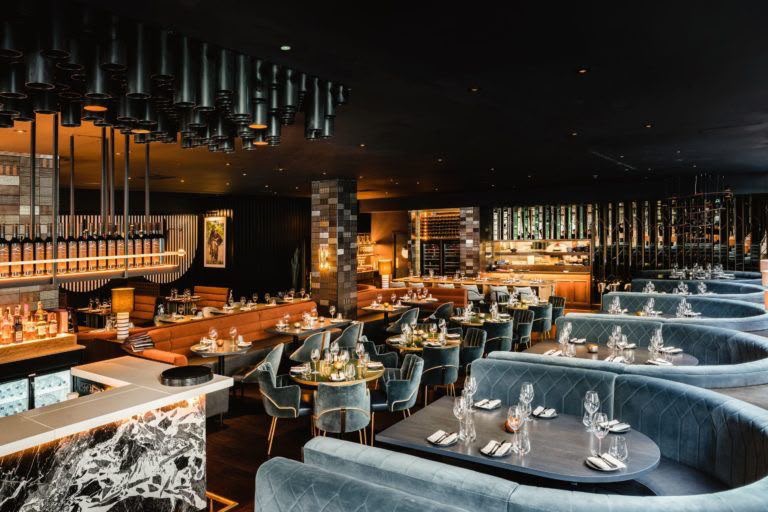 Gaucho Glasgow project by Red Kite Furniture, Gaucho Glasgow Blue Velvet Diamond Stitch Booth Dining Room 01